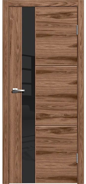 Фото Межкомнатная дверь Легенда Лестер 2 Американский орех,стекло черное Американский орех Стекло Лакобель черное